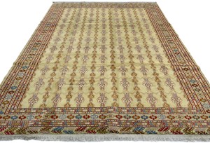 Beige Vintage Allover Tribal 7X9 Turkoman Persian Oriental Rug