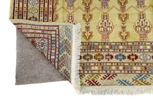Beige Vintage Allover Tribal 7X9 Turkoman Persian Oriental Rug