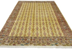 Beige Vintage Allover Tribal 7X9 Turkoman Persian Oriental Rug