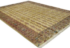 Beige Vintage Allover Tribal 7X9 Turkoman Persian Oriental Rug