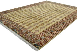 Beige Vintage Allover Tribal 7X9 Turkoman Persian Oriental Rug