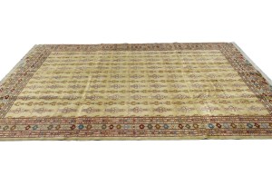 Beige Vintage Allover Tribal 7X9 Turkoman Persian Oriental Rug