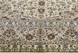 Vintage Cream Traditional 10X13 Kashan Persian Oriental Rug