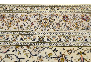 Vintage Cream Traditional 10X13 Kashan Persian Oriental Rug