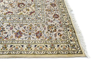 Vintage Cream Traditional 10X13 Kashan Persian Oriental Rug