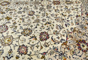 Vintage Cream Traditional 10X13 Kashan Persian Oriental Rug