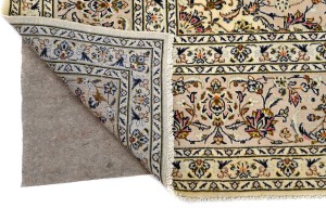 Vintage Cream Traditional 10X13 Kashan Persian Oriental Rug