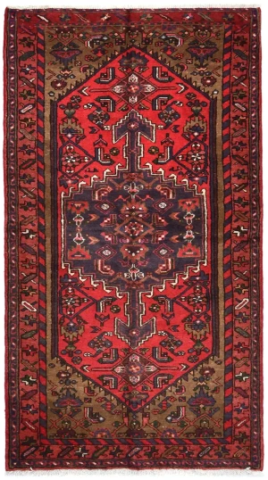 Vintage Geometric Red 3'6X6'3 Hamedan Persian Rug