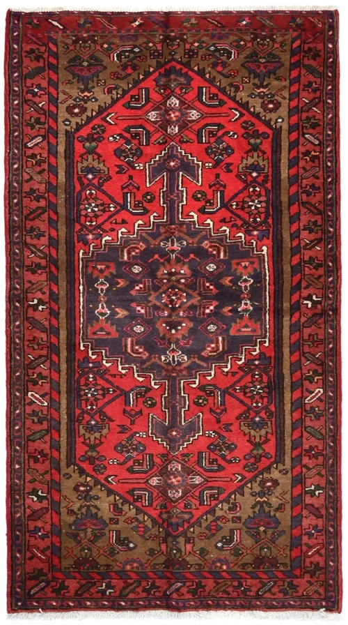Vintage Geometric Red 3'6X6'3 Hamedan Persian Rug