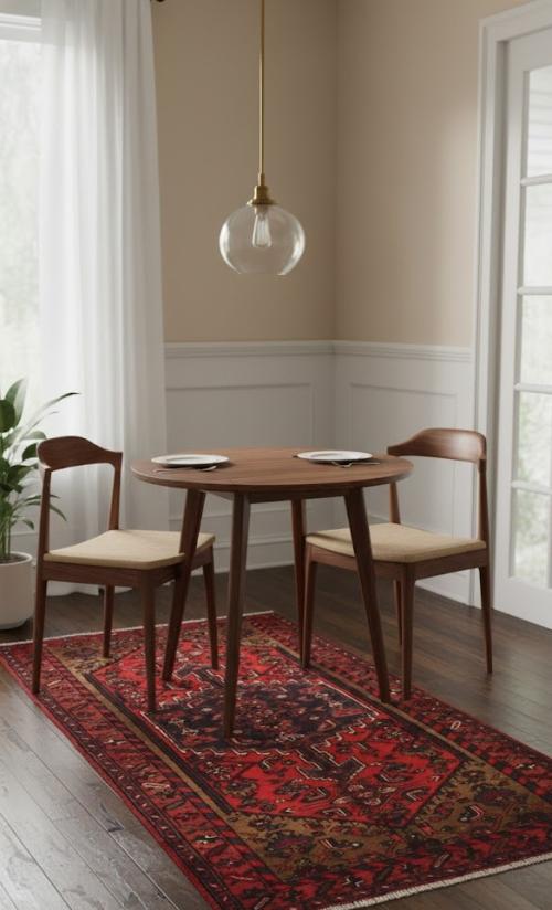 Vintage Geometric Red 3'6X6'3 Hamedan Persian Rug