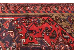 Vintage Geometric Red 3'6X6'3 Hamedan Persian Rug