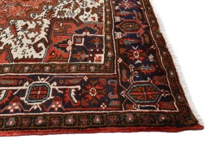 Bittersweet Red Vintage Traditional Geometric 8X11 Heriz Persian Oriental Rug