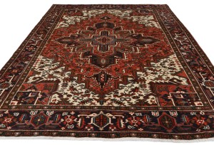 Bittersweet Red Vintage Traditional Geometric 8X11 Heriz Persian Oriental Rug