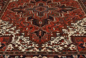 Bittersweet Red Vintage Traditional Geometric 8X11 Heriz Persian Oriental Rug