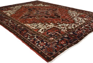 Bittersweet Red Vintage Traditional Geometric 8X11 Heriz Persian Oriental Rug