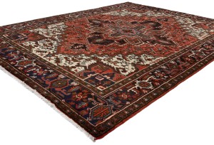 Bittersweet Red Vintage Traditional Geometric 8X11 Heriz Persian Oriental Rug