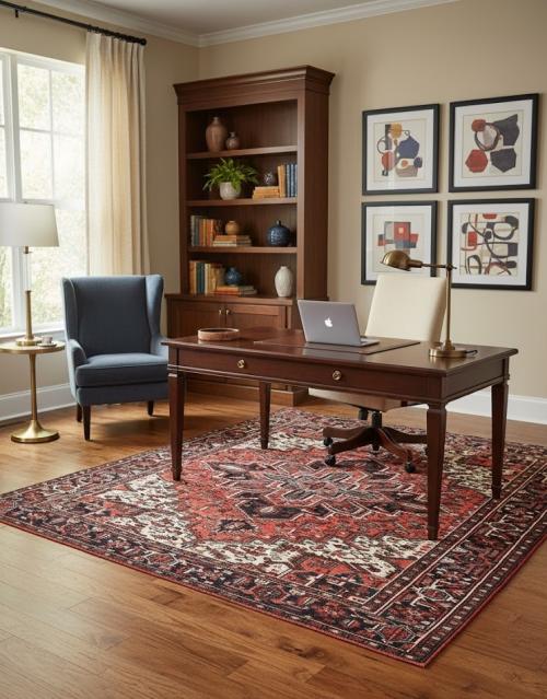 Vintage Traditional Geometric 8X11 Heriz Persian Rug