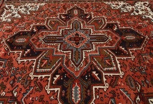 Bittersweet Red Vintage Traditional Geometric 8X11 Heriz Persian Oriental Rug