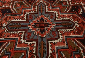 Bittersweet Red Vintage Traditional Geometric 8X11 Heriz Persian Oriental Rug