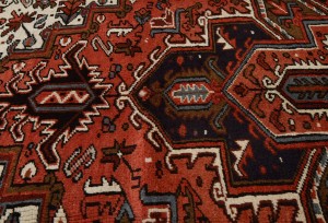 Bittersweet Red Vintage Traditional Geometric 8X11 Heriz Persian Oriental Rug