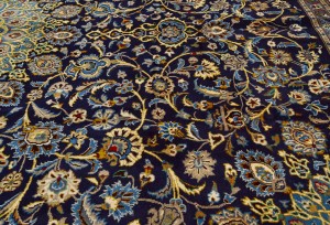 Vintage Dark Navy Traditional 10X13 Kashmar Persian Oriental Rug