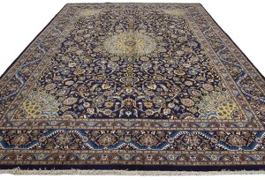 Vintage Dark Navy Traditional 10X13 Kashmar Persian Oriental Rug