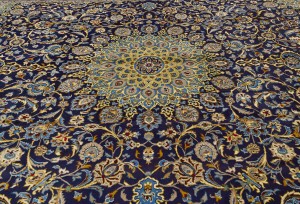 Vintage Dark Navy Traditional 10X13 Kashmar Persian Oriental Rug