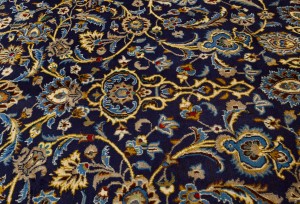 Vintage Dark Navy Traditional 10X13 Kashmar Persian Oriental Rug