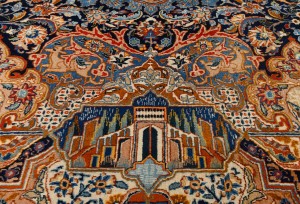 Vintage Pictorial Traditional 10X13 Kashmar Persian Rug