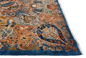 Vintage Pictorial Traditional 10X13 Kashmar Persian Rug