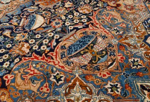 Vintage Pictorial Traditional 10X13 Kashmar Persian Rug