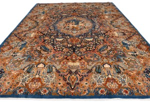 Vintage Pictorial Traditional 10X13 Kashmar Persian Rug