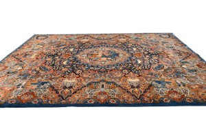 Vintage Pictorial Traditional 10X13 Kashmar Persian Rug