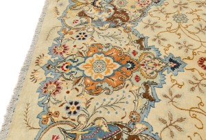 Semi Antique Beige Traditional 9X13 Kashan Persian Oriental Rug