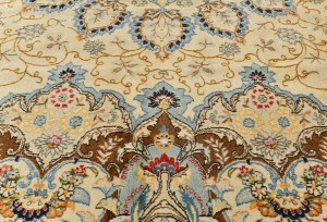 Semi Antique Beige Traditional 9X13 Kashan Persian Oriental Rug