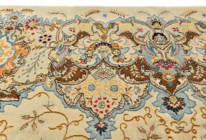 Semi Antique Beige Traditional 9X13 Kashan Persian Oriental Rug