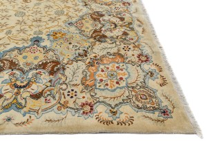 Semi Antique Beige Traditional 9X13 Kashan Persian Oriental Rug