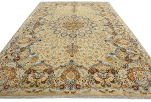 Semi Antique Beige Traditional 9X13 Kashan Persian Oriental Rug