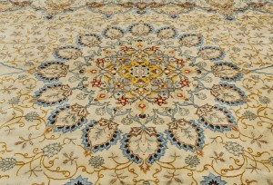 Semi Antique Beige Traditional 9X13 Kashan Persian Oriental Rug