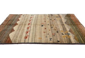 Vintage Beige Brown Tribal 5'6X8'7 Gabbeh Persian Rug