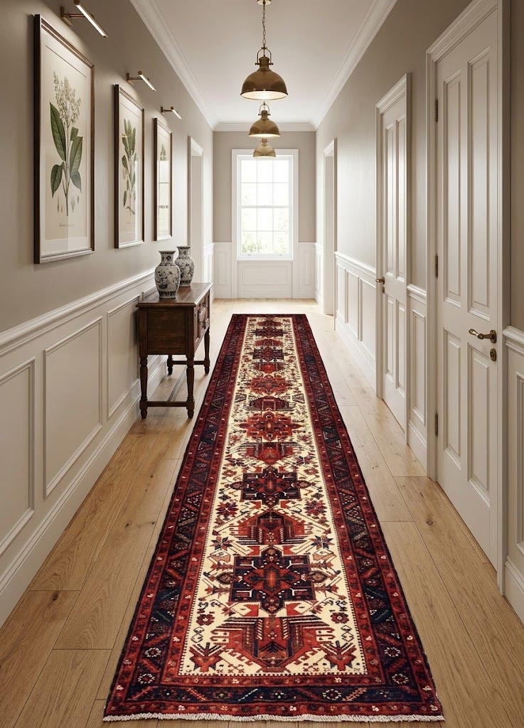 Vintage Cream Tribal 3X15 Karajeh Persian Runner Rug - Image 2