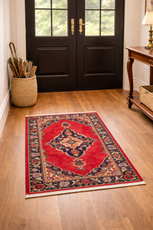 Vintage Red Traditional 2'8X4'3 Kashan Persian Rug