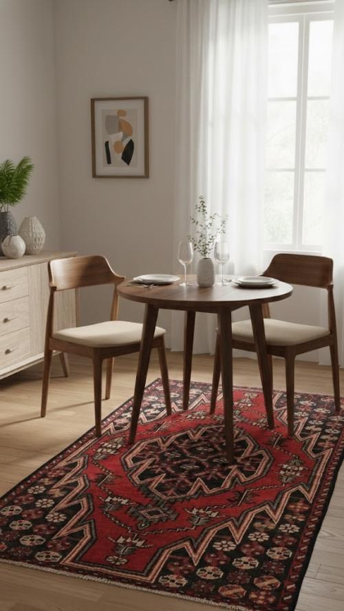 Vintage Red Tribal 3'7X6 Hamedan Persian Rug