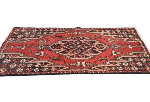 Vintage Charcoal Tribal 3X6 Hamedan Persian Rug