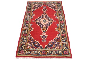 Vintage Red Traditional 2'7X4'5 Kashan Persian Rug