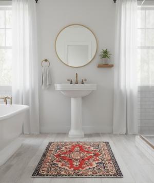 Vintage Red Floral 2X3 Hamedan Persian Rug