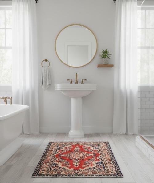 Vintage Red Floral 2X3 Hamedan Persian Rug