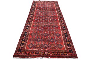 Vintage Red Tribal 4X9 Hamedan Persian Runner Rug