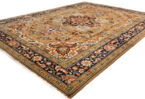 Golden Beige Vintage Floral Traditional 8X11 Heriz Persian Oriental Rug