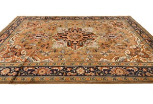 Golden Beige Vintage Floral Traditional 8X11 Heriz Persian Oriental Rug